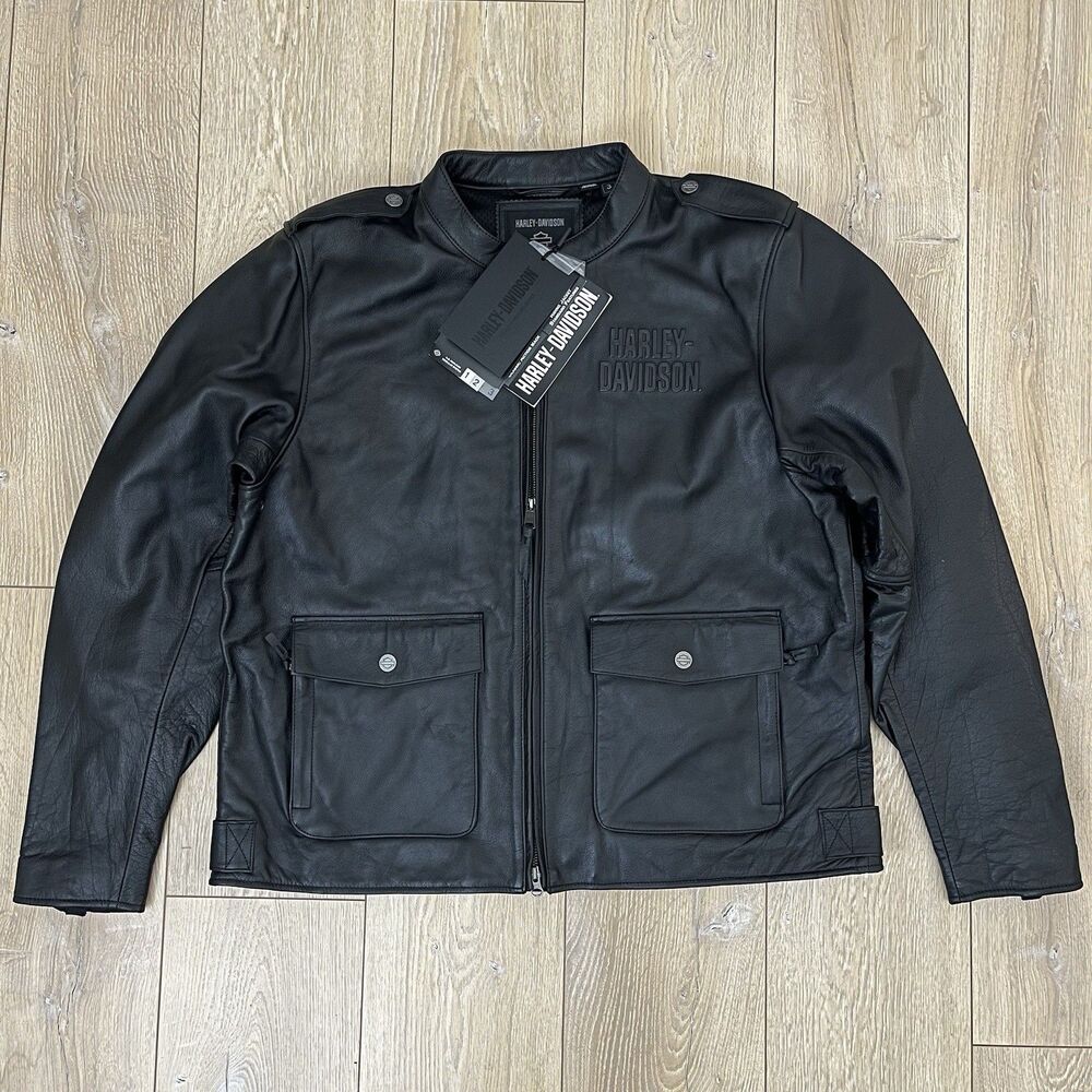Harley-Davidson Men's Flex Layering System Captains Black Leather Jacket Size XL